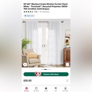 Pair of Threshold White Aruba Blackout Curtains for Home Decor